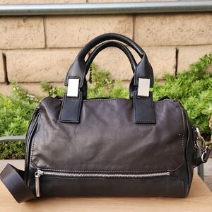 WALTER By Walter Baker Leather Top Handle Black Bown Shoulder Handbag